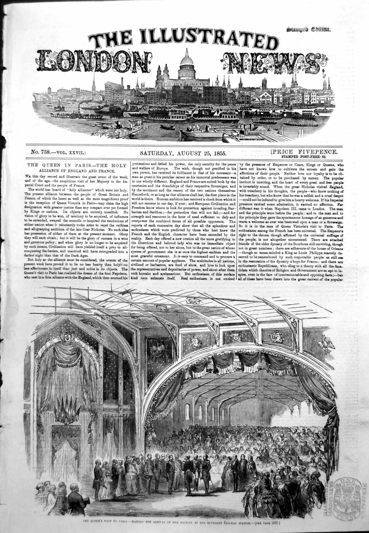 Old Queens Visit Paris Waiting Arrival Boulogne Railway Station 1855 Victorian