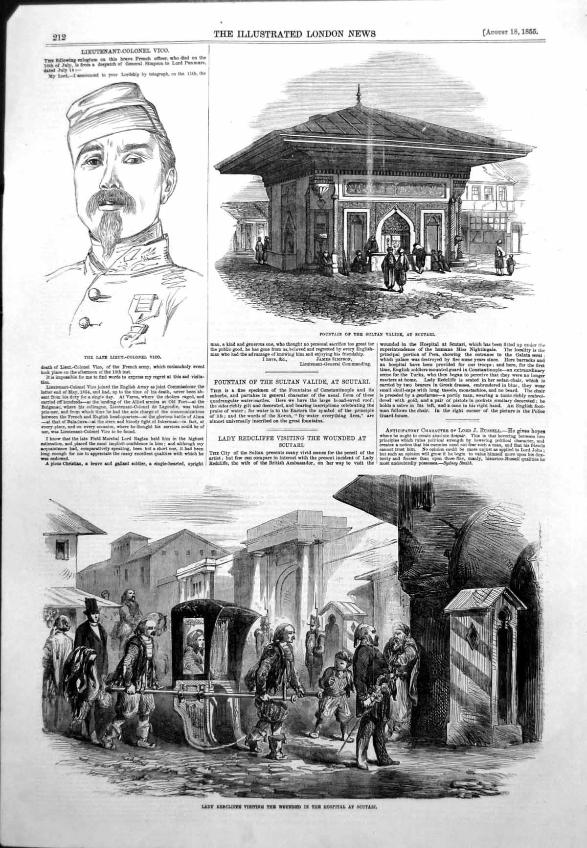 Old Lady Redcliffe Visit Wounded Hospital Scutari Lieut Col Vico 1855 Victorian