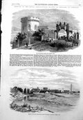 Antique Old Print Royal Agricultural Soc Meeting Carlisle Triumphal Arch 1855