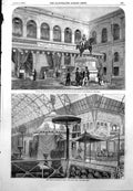 Antique Print Palace Industry Paris Statue Emperor French Indian Court 1855
