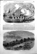 Antique Old Print Lady Nancy Attack Taganrog Sea Azoff Artillery Guns 1855 19th