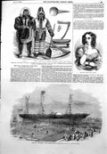 Antique Old Print Launch Persia Glasgow Madame Emile Girardin Esquimaux 1855