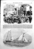 Antique Old Print Fete Grosvenor House Hospital Royal Harwich Regatta 1855 19th
