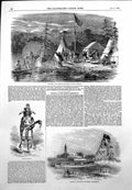 Antique Old Print Engineers Camp St Maurice Opening Madras Exhibition 1855 19th