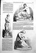 Antique Print Sculptures R Academy Model Armed Science Mothers Prayer 1855 19th