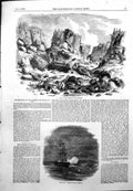 Original Old Antique Print Interior Mamelon Sidon Steamer Shelling Kertch 1855