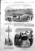 Antique Print Burmese Medals Staffordshire Volunteers Candelabra Pasha1855 19th