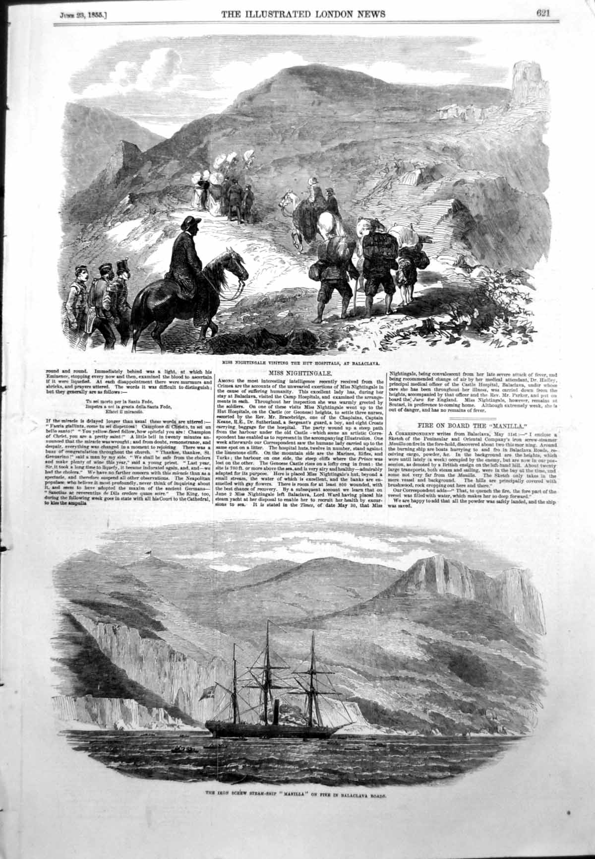Old Miss Nightingale Hospitals Balaclava Steamship Manilla Fire 1855 Victorian