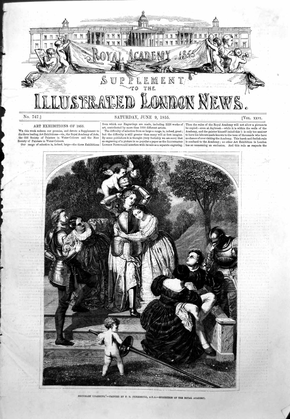Old Antique Print Britomart Unarming Fr Pickersgill Sier Wife Family 1855 19th