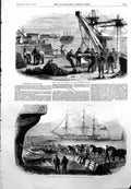 Antique Print Shipments War Shell Case Shot Artillery Horses Woolwich 1855 19th