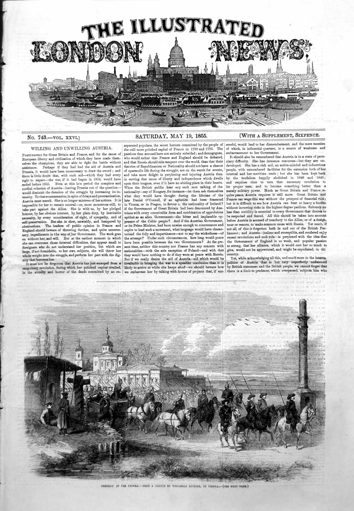 Antique Old Print Perekop Crimea Willibald Richter Vienna Siers Horses 1855