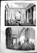 Old Antique Print Empress Emperors Drawing Rooms Buckingham Palace 1855 19th