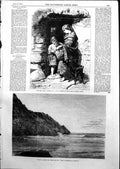 Old Print Cabin Door J Hill Waves Caswell Three Cliffs Bay Llewellyn 1855 19th