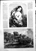 Old Antique Print Sunshine C Baxter Church Pool Wargrave W Gosling 1855 19th