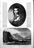 Antique Old Print Queen Sardinia Desanges Bear Rock Maddalena Sardinia 1855
