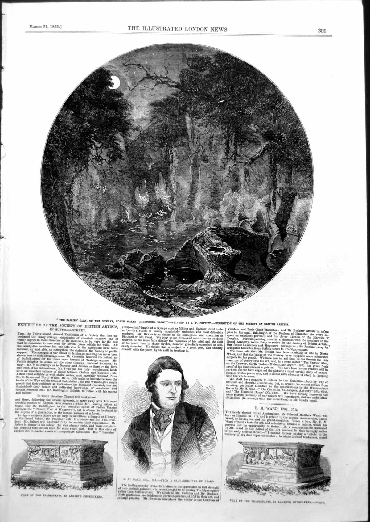 Antique Print Fairies Glen Conway North Wales Midsummer Night Pettitt 1855 19th