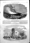 Antique Print Funeral Don Carlos Trieste Burning Ship Madonna Belfast 1855 19th