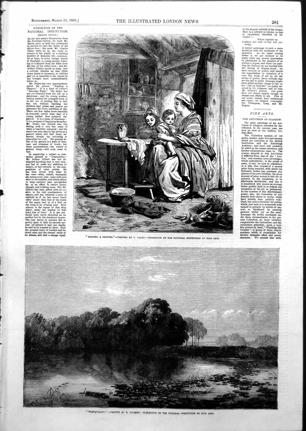 Antique Print Reading Chapter C Dukes Tranquillity A Gilbert Fine Arts 1855