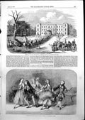Antique Old Print Farce Game Romps Reception Major Feilding Newnham Hall 1855