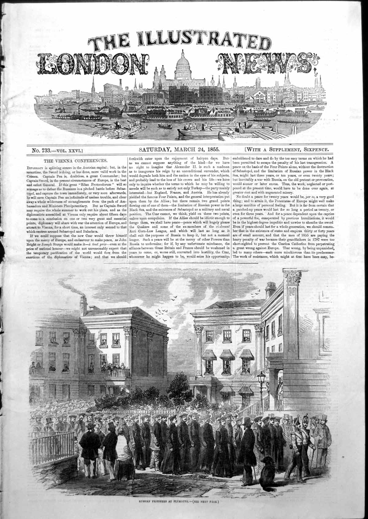Antique Old Print Russian Prisoners Capture Bomarsund Plymouth Prison 1855 19th