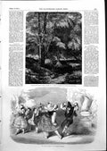 Antique Print Haunt Fallow Deer Raven Spanish Dancers Haymarket Theatre1855