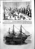 Antique Print St George Refitting Spithead Banquet Gen Vivian Officers 1855