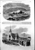 Antique Old Print Wreck John Bannerman Holyhead St Marylebone Cemetery 1855
