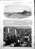 Antique Old Print English Hospital Abydos Manufacture Lint Army Crimea 1855