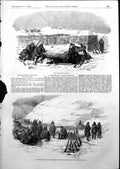 Antique Old Print 21 Gun Battery Picquet 90Th Regiment Snow Sebastopol 1855