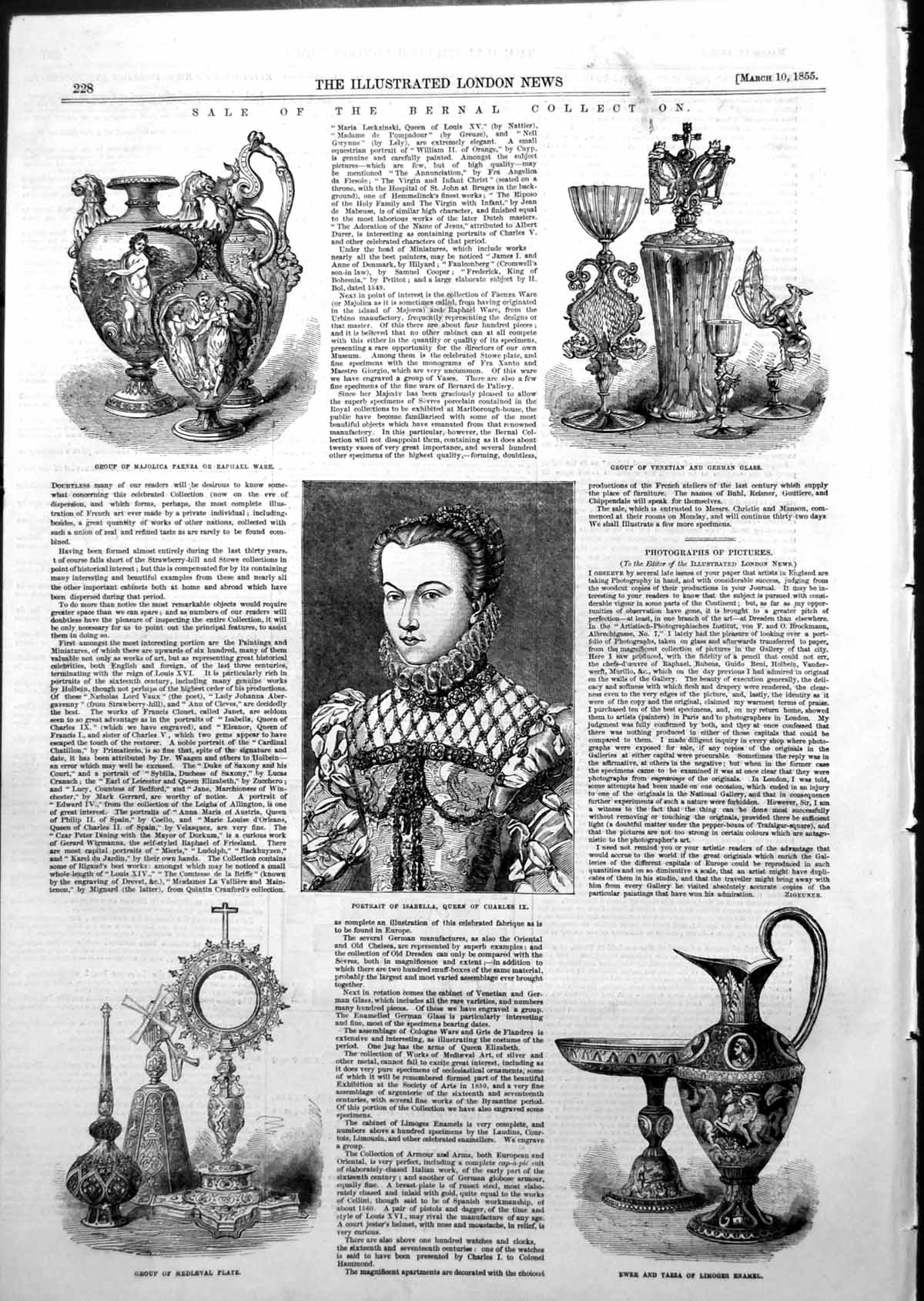 Antique Old Print Sale Bernal Collection Plate Isabella Queen Charles 1X 1855