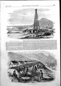Antique Old Print Railway Works Balaclava Kadikoi Hq Sir Colin Campbell 1855