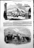 Original Old Antique Print Principal Square Arequipa Peru Port Islay Peru 1855