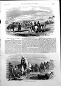 Original Old Antique Print Carrying Wounded Frost Bitten Balaclava 1855 19th