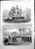 Original Old Antique Print Hms Nankin 50 Guns Victoria Rifle Corps Kilburn 1855