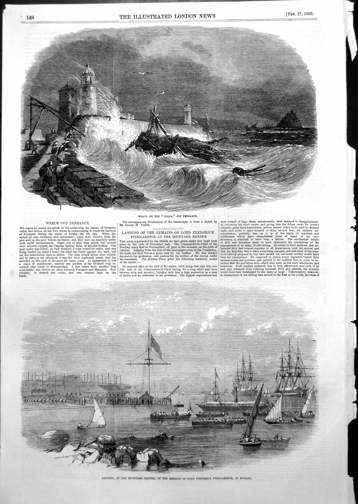 Old Wreck Diana Penzance Remains Lord Frederick Fitzclarence 1855 Ref Victorian