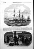 Antique Old Print Wooden Barracks White Falcon Southampton Army Crimea 1855
