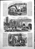 Antique Print Works Westminster Bridge Dredging Trench Timber Platform1855 19th