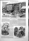 Antique Print Corn Exchange Diss Swallowfield Cottage Reading Mitford 1855 19th