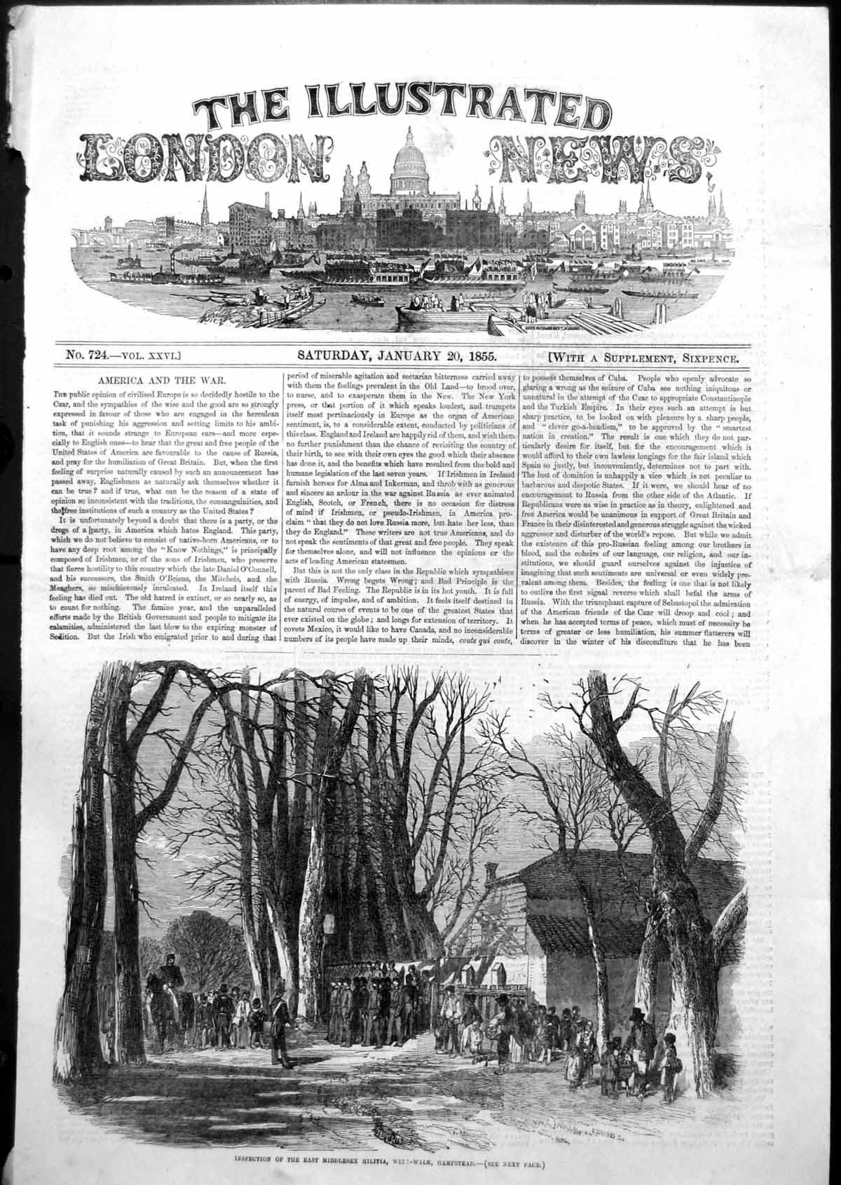 Old Inspection East Middlesex Militia Well Walk Hampstead 1855 Ref.3 Victorian
