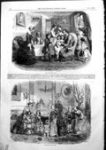 Antique Old Print New Years Gifts Paris Season Exchanging Presents Balls 1855