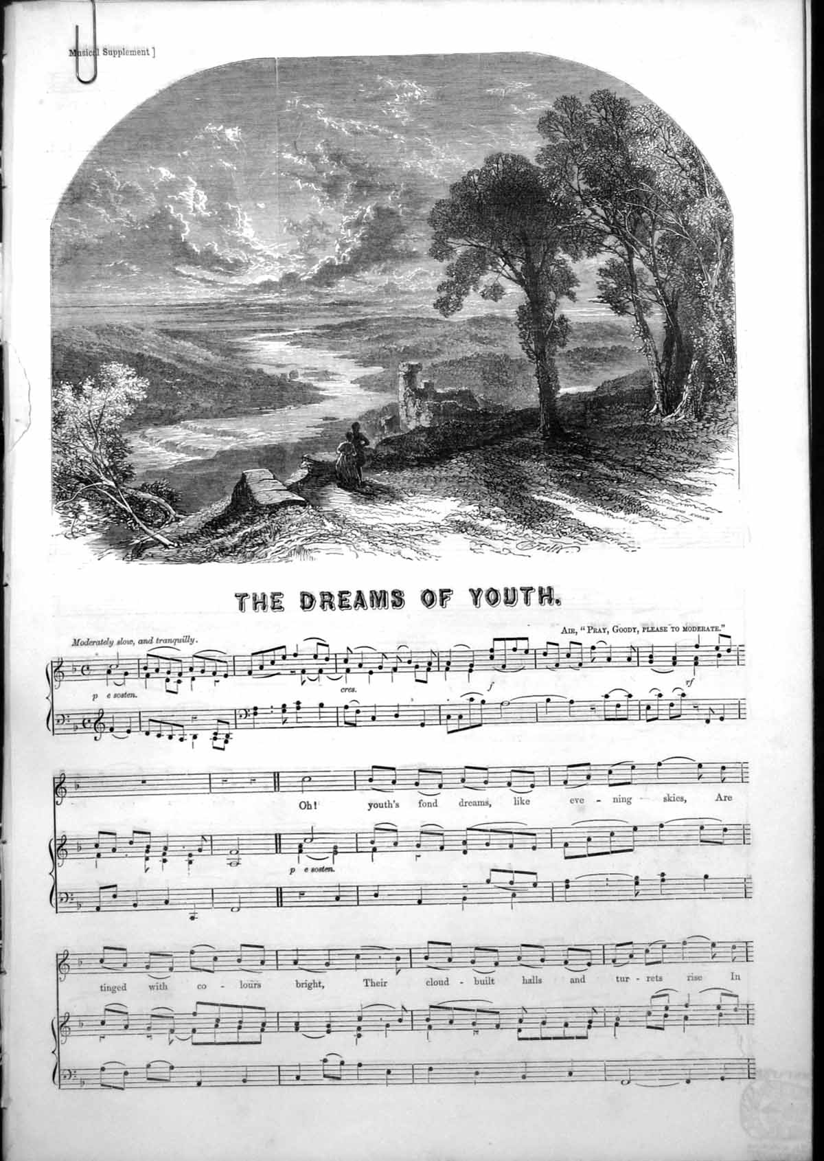 Antique Print Sheet Music Dreams Youth Air Pray Goody Please Moderate 1852 19th