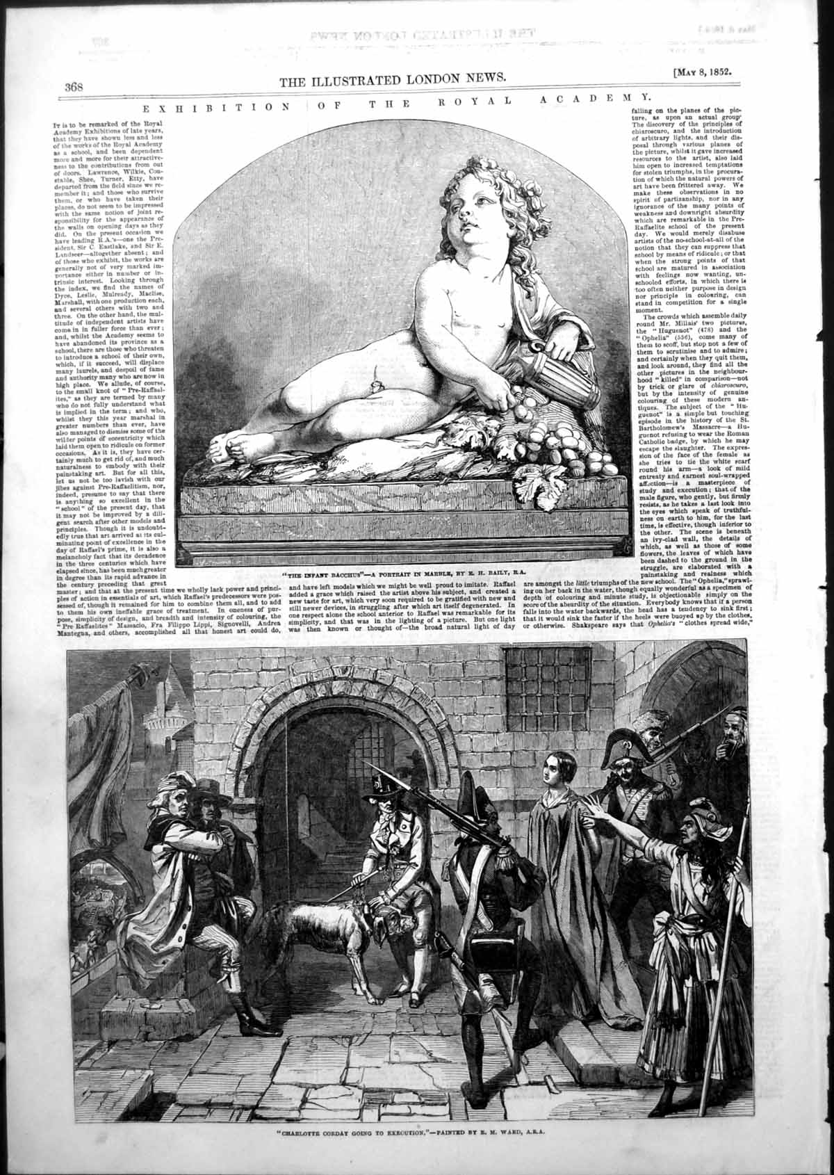 Antique Print Infant Bacchus E Baily Charlotte Corday Going Execution 1852 19th