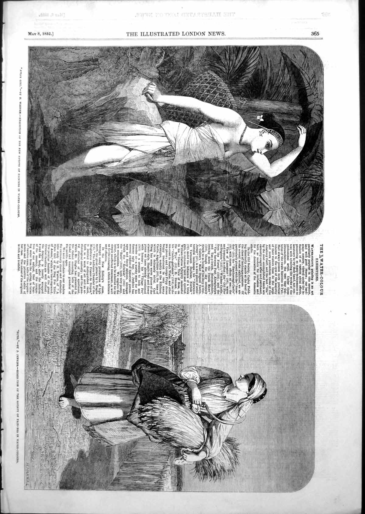 Old Print Assam Girl H Warren Ruth J Jenkins Painters Water Colours 1852 19th