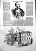 Old Print Palais De Justice Nantes Earl Eglinton Lord Lieut Ireland 1852 19th