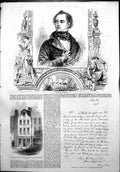 Antique Print Birthplace Thomas Moore 12 Aungier Street Dublin Letter 1852