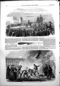 Antique Print Execution Merino Gate Toledo Madrid Burning Body Bilbao 1852 19th