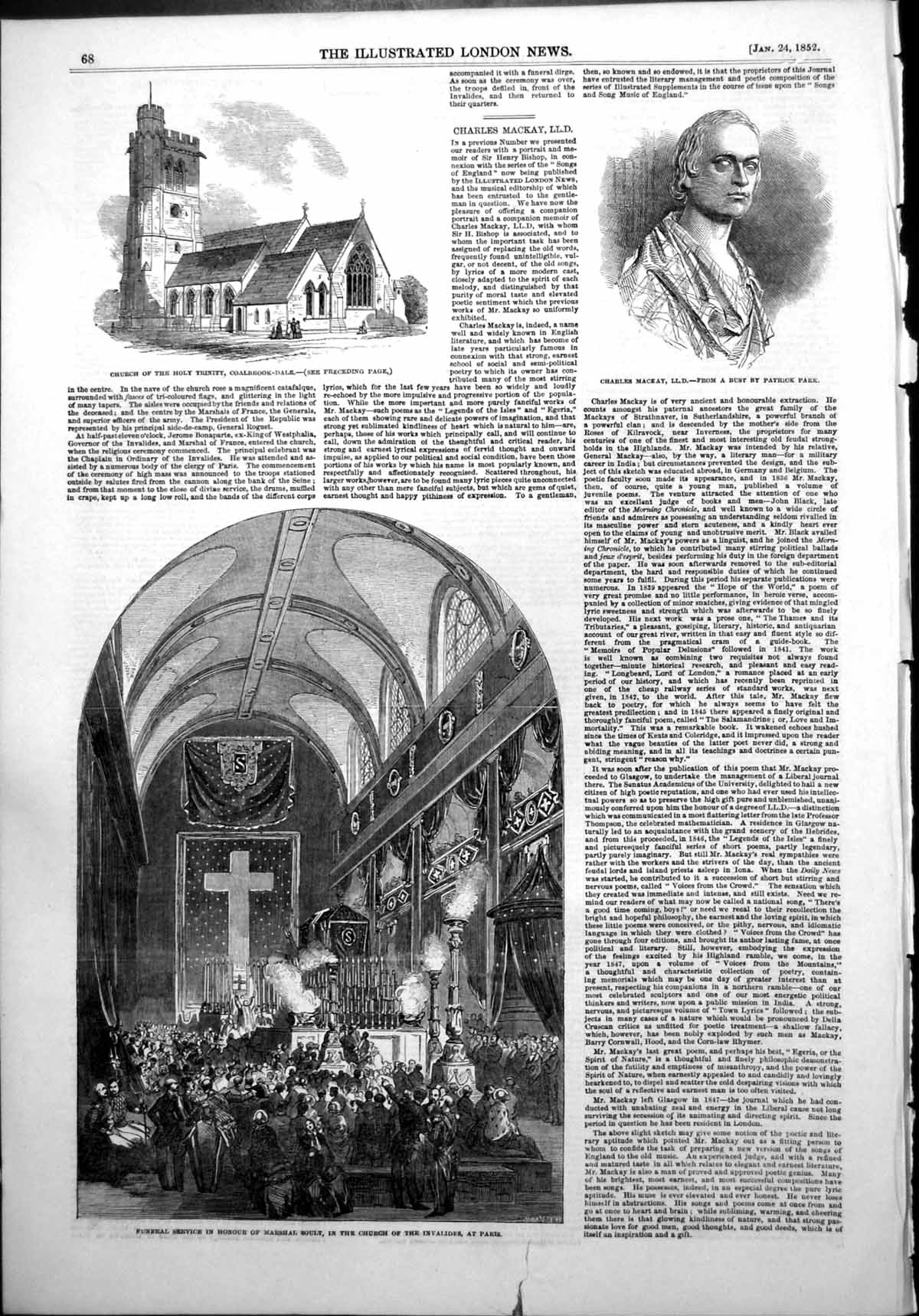 Antique Old Print Funeral Service Marshal Soult Paris Charles Mackay Lld 1852