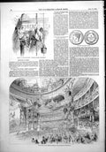 Old Print New Five Franc Piece French President Louis Napoleon Opera 1852 19th