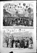 Antique Old Print Baptism Prince Imperial Balloons Bon Bons Esplanade 1856 19th