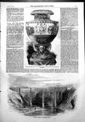 Old Print Sitter Viaduct Appenzel Railway Sevres Vase Prince Albert 1856 19th